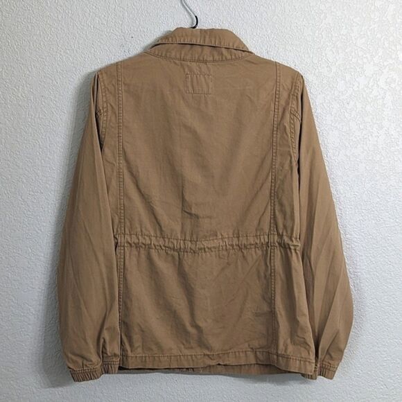 Old Navy Woman Brown Tan Utility Jacket Full Zip Drawstring Waist Pockets Fall M - Picture 2 of 9